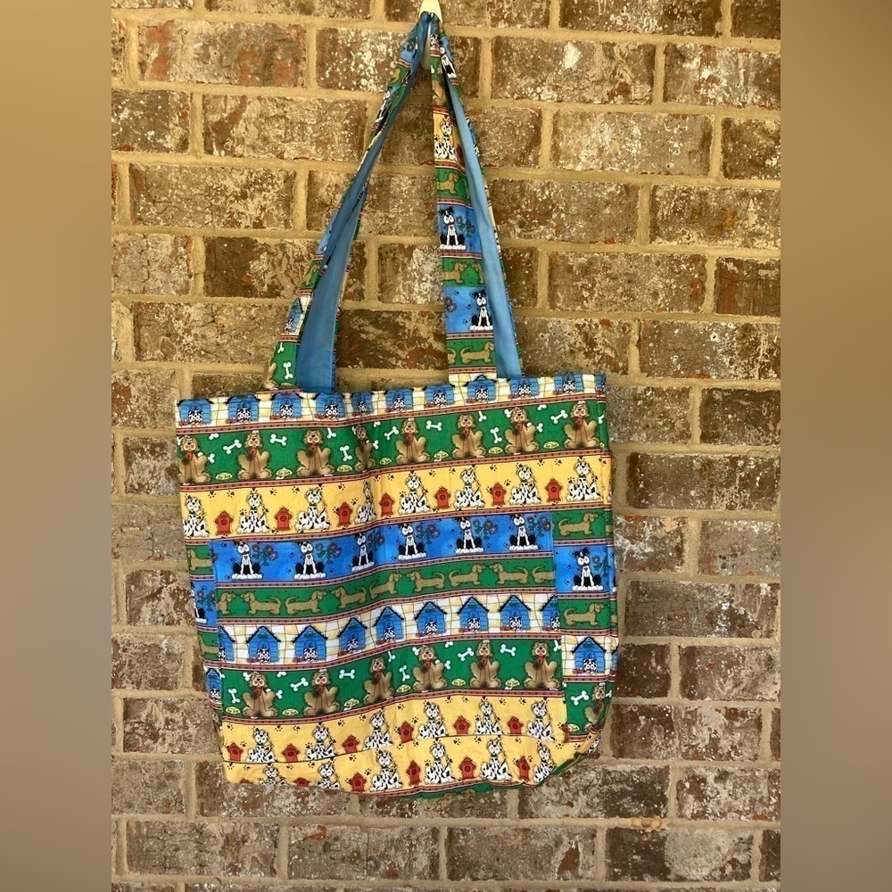 "Dog Lovers" Handmade Bag 18” x 20” handles 15” pockets on outside inside new